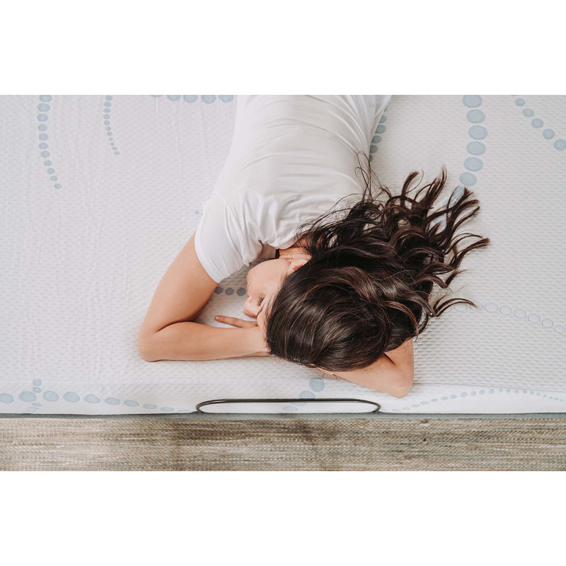 Matelas en mousse viscoélastique 8 "Omne Sleep - blanc / bleu clair, Simple extra long