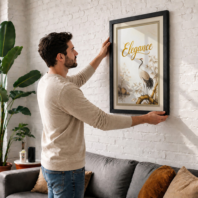 Elegance in Motion Japandi - Framed Print, A4 - 29.7 x 21.0 cm, White