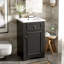 Meuble-lavabo de 20 pouces avec lavabo en céramique, porte à fermeture douce, tablette réglable et support de rangement fixé à la porte - idéal pour les petites salles de bain