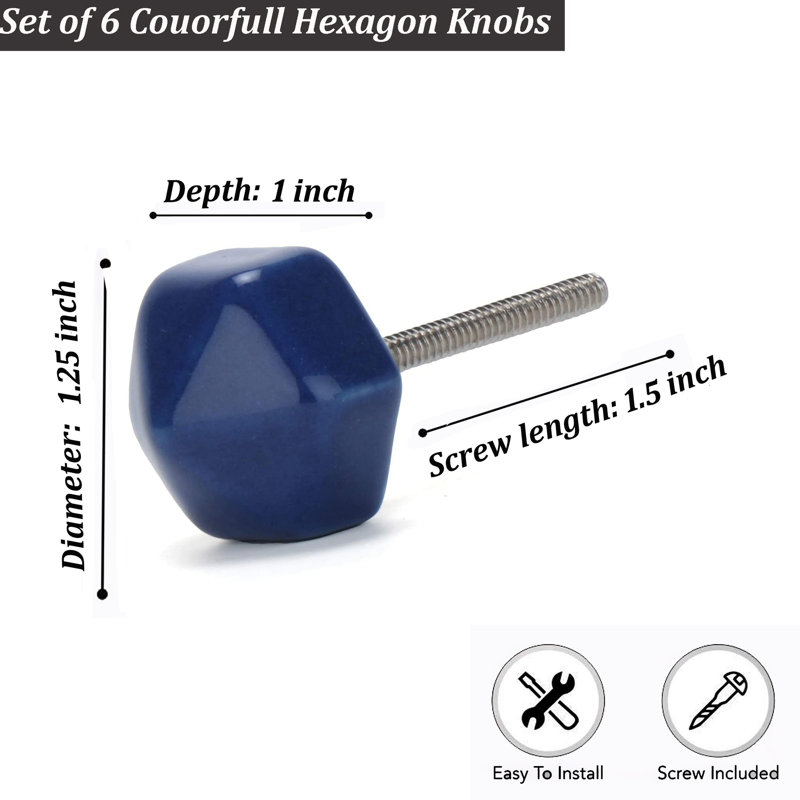 1.25" Length Geometric Knob Multipack, Blue