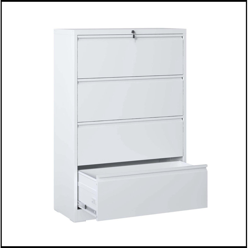 Classeur en métal avec 4 tiroirs, White