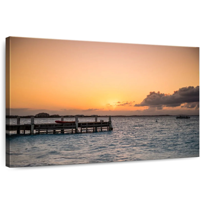 Aletra Sunset Over Wooden Dock, 34" H x 51" W