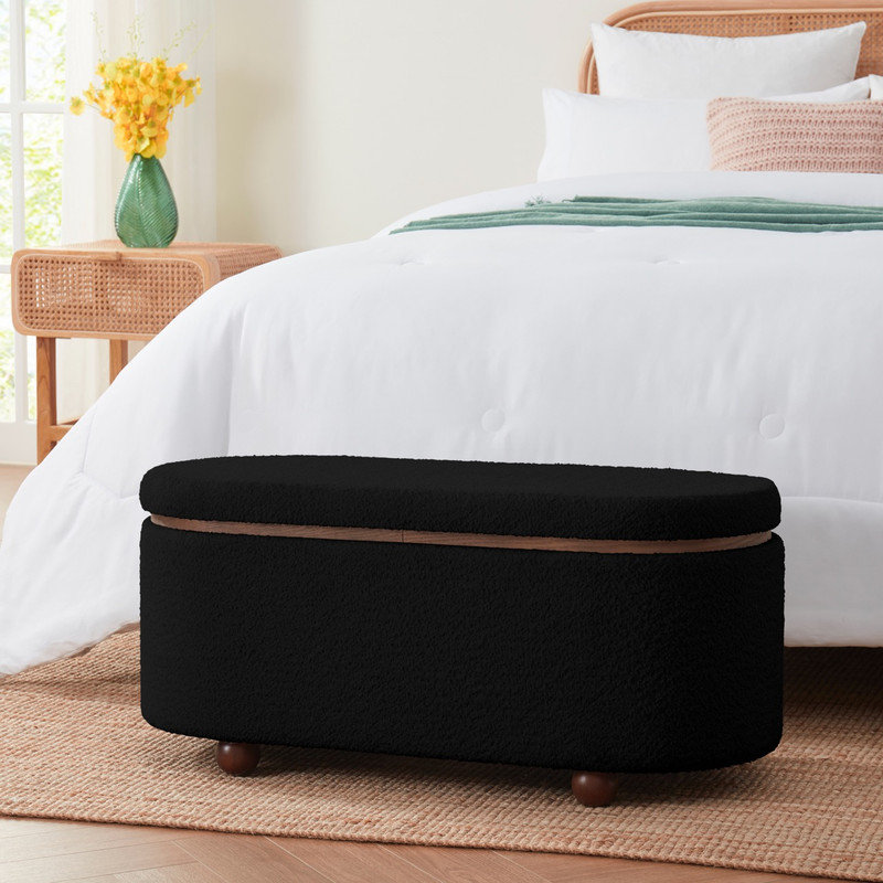 Banc de rangement en chenille Lockbourne, Noir