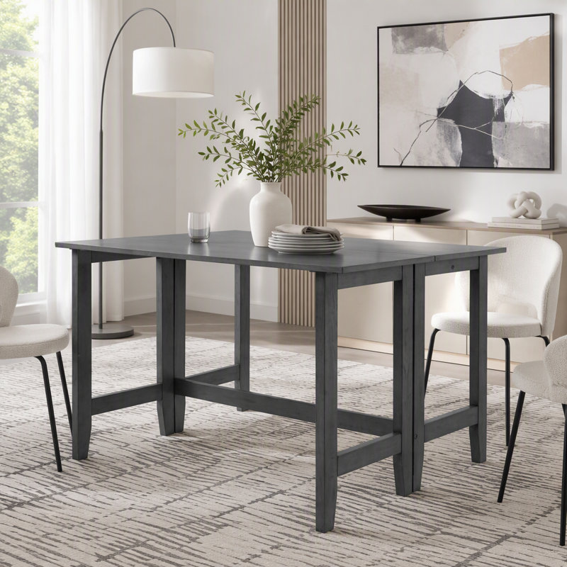 Extendable Drop-Leaf Dining Table, Gray