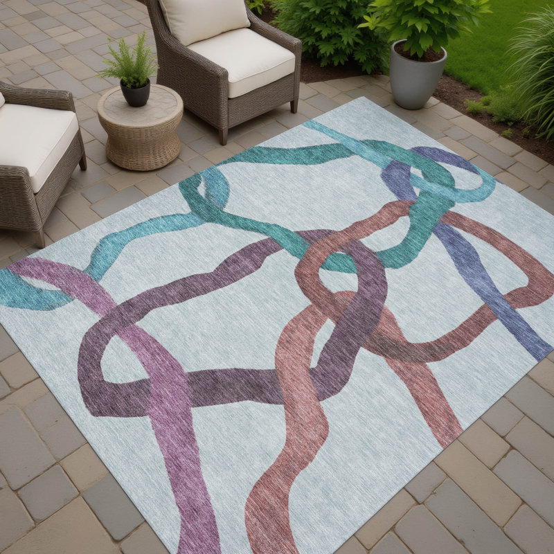 Machine Washable Indoor/Outdoor Jozwiak ACN2394 Abstract Rug, Rectangle 9' x 12'