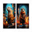 Ensemble de 2 reproductions d'art en métal orange «Beaver Builder» - Castor orange-807731739