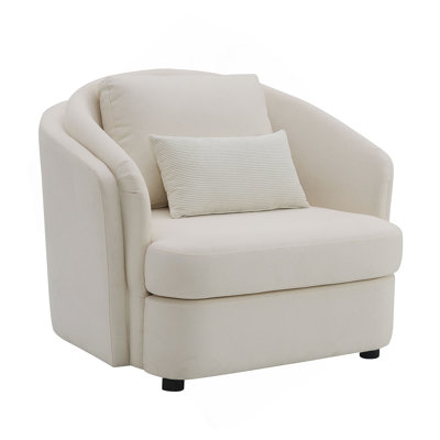 Beige Linen Chair With 1 Toss Pillow