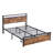 Queen Size Bed With Led Lights And Storage, Rustic Accents, Metal Platform, Silent Sleep Environment Lit Bed, Strong Frame, 2 Drawers, Mattress Foundation, Convenient