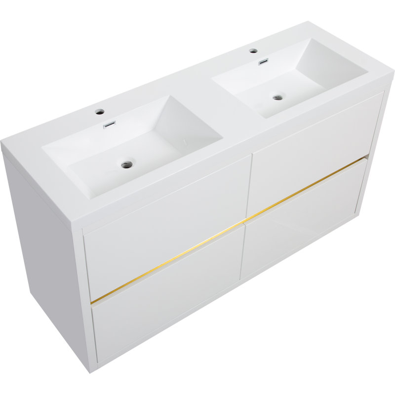 Meuble-lavabo autoportant avec lavabo, meuble de rangement avec tiroirs à fermeture en douceur, meuble-lavabo pour la maison