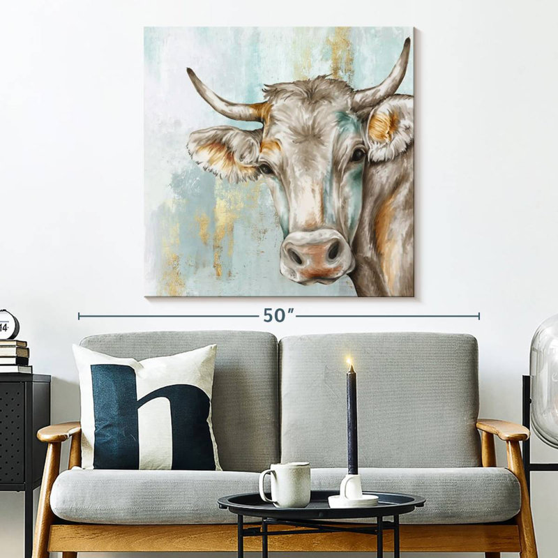 Brampt Headstrong Cow I, 33" H x 33" W