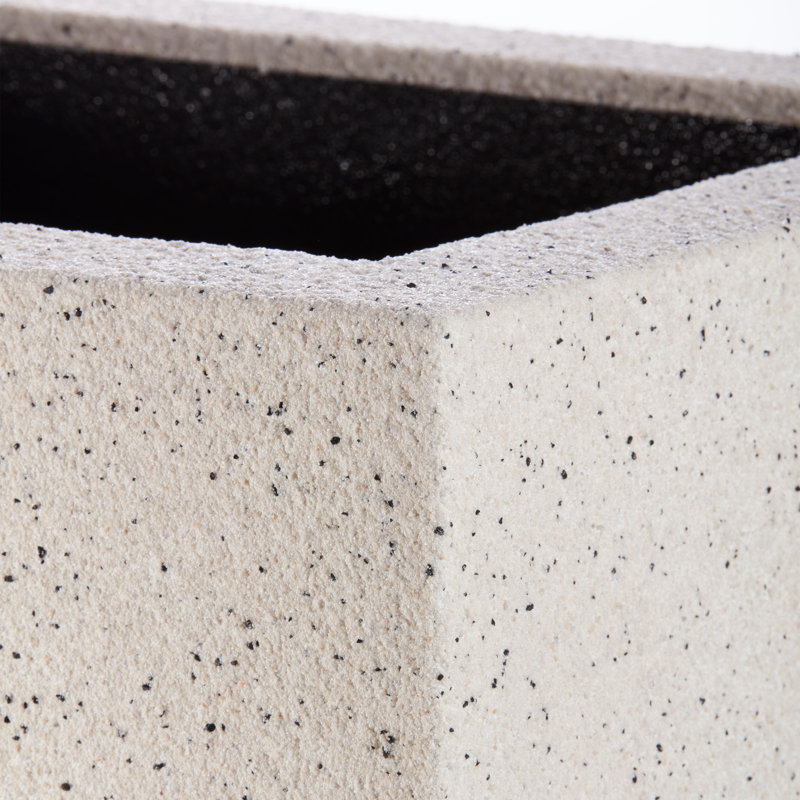 Milan Tall Polymer Box, White Granite, 19"H x 46"W x 17"D