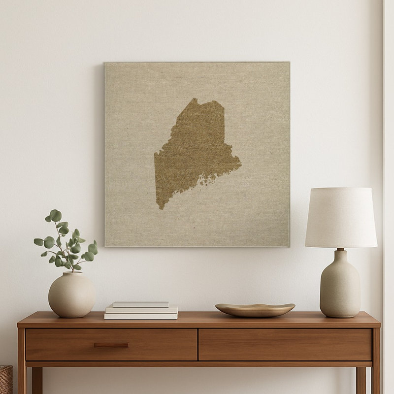 Silhouette de l'État du Maine — Décoration murale carrée en métal, H 32 po x l 32 po
