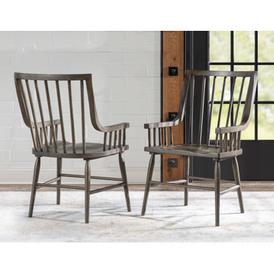 Fauteuil Windsor de style transitionnel, 23 pouces de large, en bois massif couleur cacao et placage chêne rouge, avec accoudoirs XXX et OOO