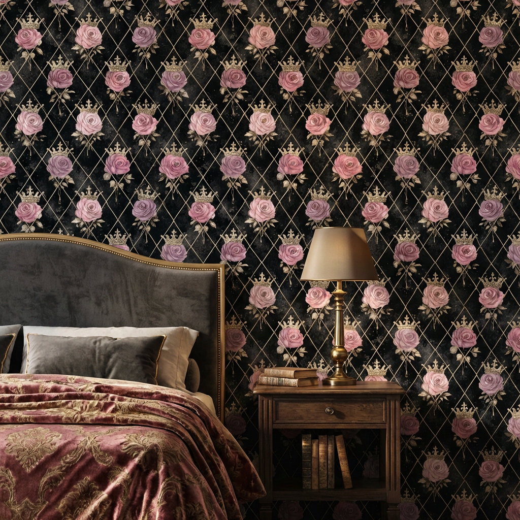 Lark Manor Vintage Roses Wallpaper Geometric Elegant Wall Decor ...