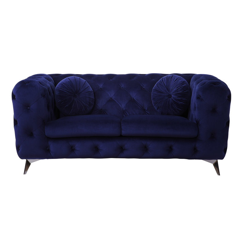 Causeuse en velours bleu Atronia