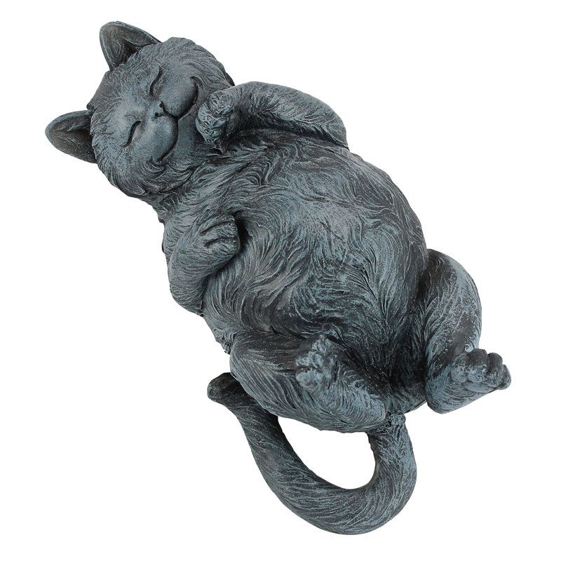 Playful Cat on Back Statue