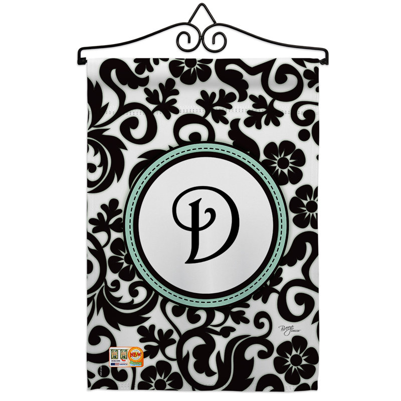 Damas initial en polyester 2 faces 19 x 13 po ensemble de drapeaux, D