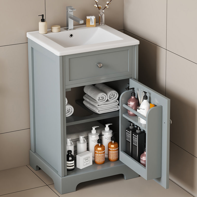 20'' Bathroom Vanity With Ceramic Top Sink, Gray