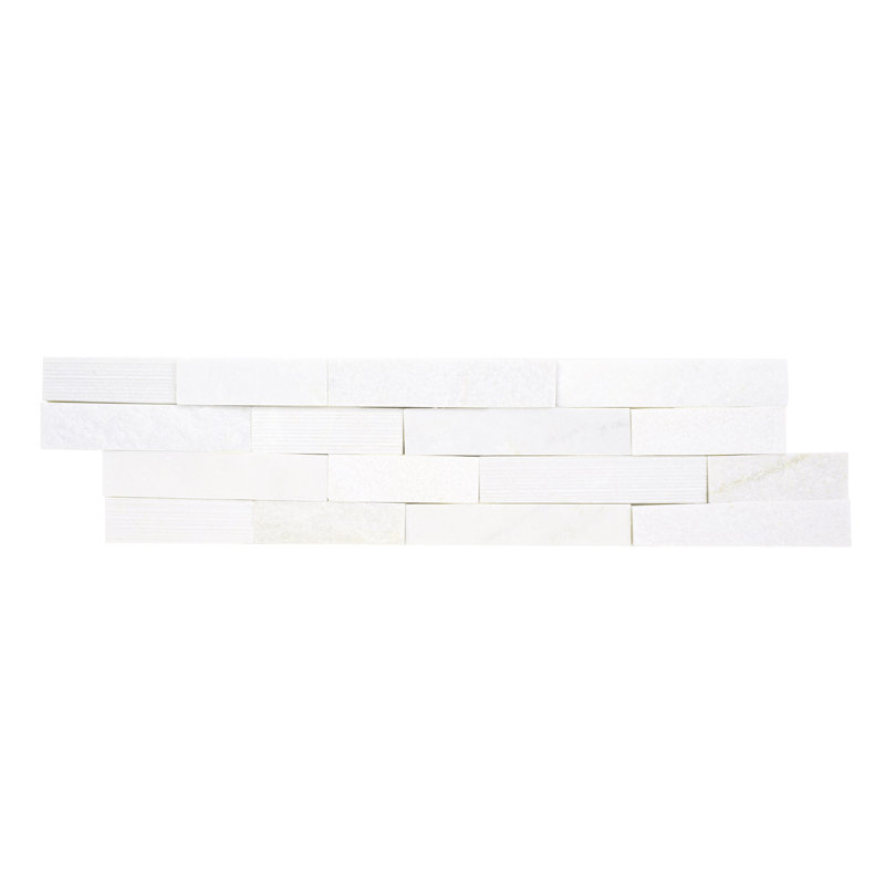 Stonecrest 6 in. x 24 in. Multi Finish Natural Stone Ledger Panel Corner Wall Tile, Auric White