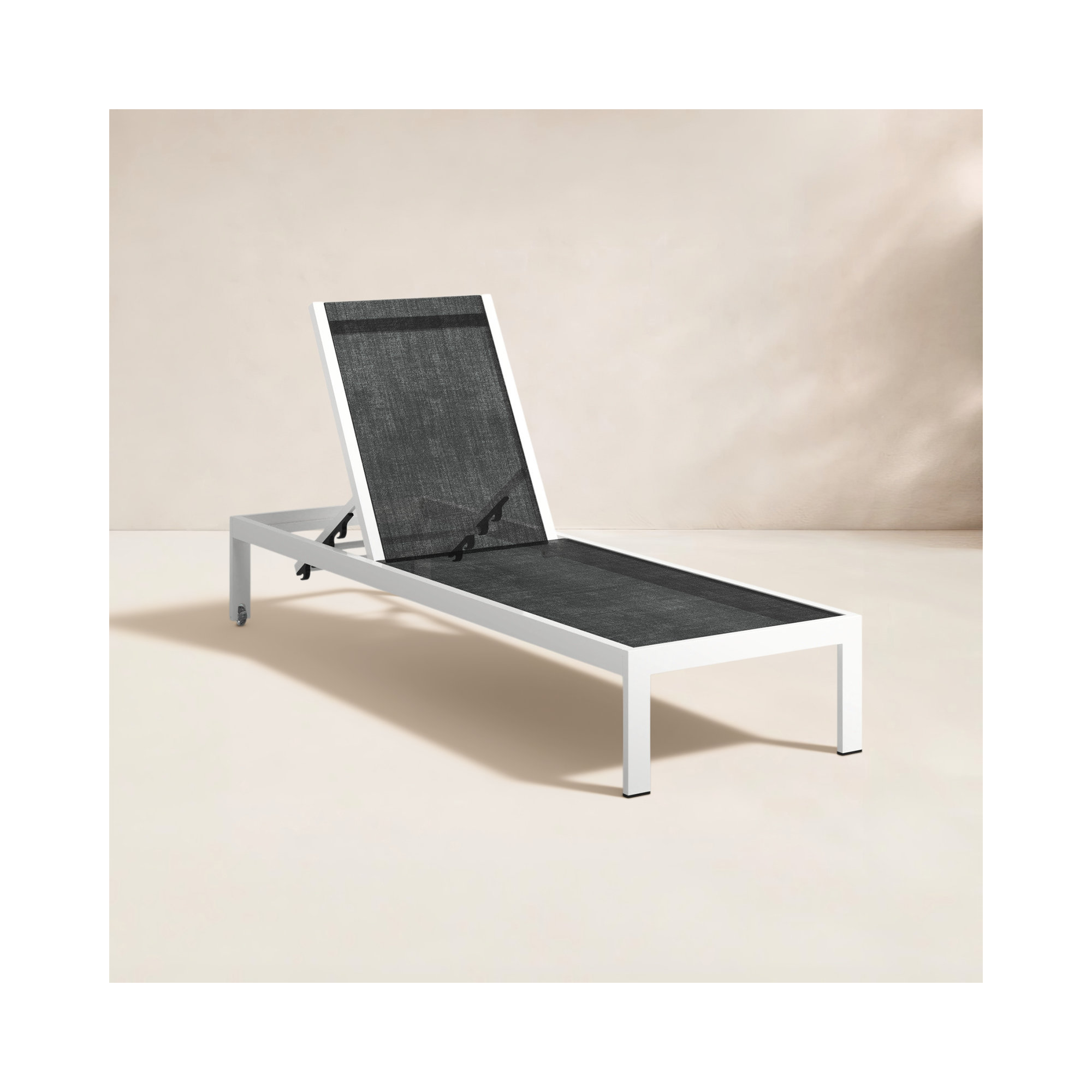 Aynura Outdoor Aluminum Chaise Lounge, White/Black