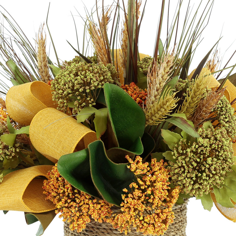 Queen Anne's Lace Fall Arrangement in Rope Pot