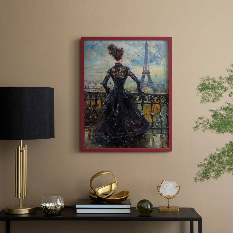 Reproduction encadrée WOMEN Series DCXIV - bois massif, H 30 po x l 24 po, Rouge