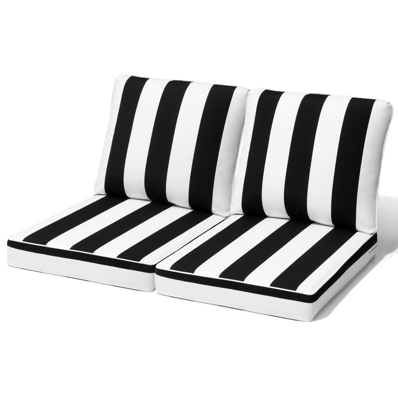 Outdoor Deep Seating Cushion Set, 2, Black/White