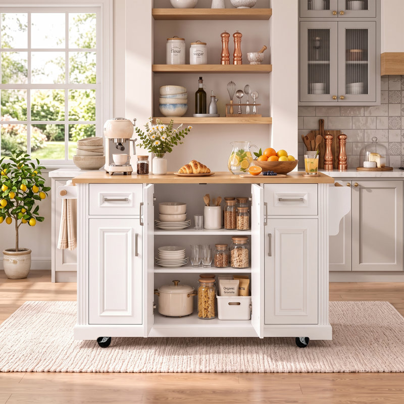 54.1 " W Kitchen Cart, White