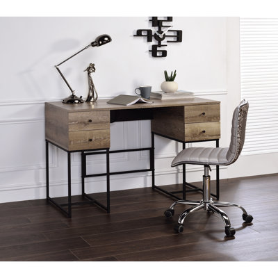 Table de travail en chêne rustique avec nombreux tiroirs