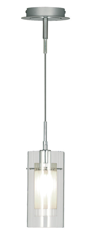 Basil 1 - Light Cylinder Pendant, Satin Silver