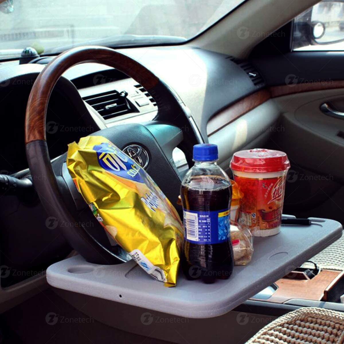 Car Steering Wheel Desk | Food Table for Car | Steering Wheel Tray for  Constant Travelers, Fits Most Vehicles Steering Wheels (Black)