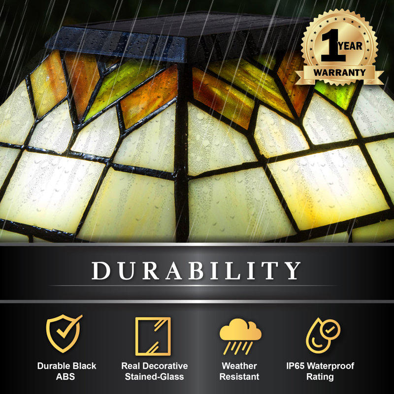 Wellington Stained Glass LED Solar Post Cap Light