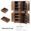 Armoire de cuisine de 183 cm de haut, meuble autoportant, style campagnard avec texture en relief, 3 plateaux coulissants et 6 étagères de porte pour la cuisine et la salle à manger.-1334493890-1334493892