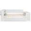 Lit de jour pleine grandeur avec tablettes de rangement, tiroirs, lit gigogne, station de charge, lumière DEL, bureau et armoire, blanc-340194873