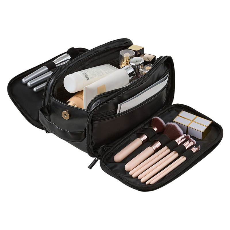 Portable PU Leather Travel Cosmetic Toiletry Bag