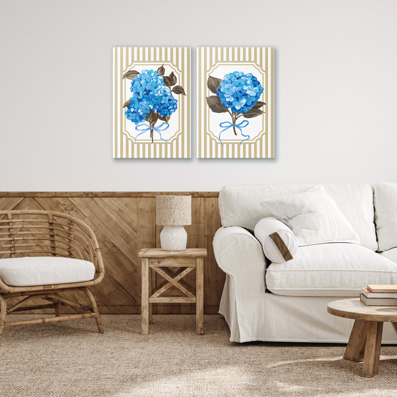 Ensemble de toiles 2 pièces Hydrangea Bouquets with Bows, design par Adonna Ebrahimi, H 24 po x l 16 po