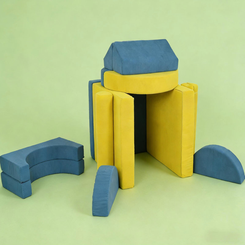 Paquet amusant de blocs d'escalade en mousse d'intérieur - 14 pièces, cinq formes différentes, construction de différentes structures, mousse 28D confortable, imagination stimulante, conception facile à nettoyer, pour une hauteur de jeu de plus de 35,4 po