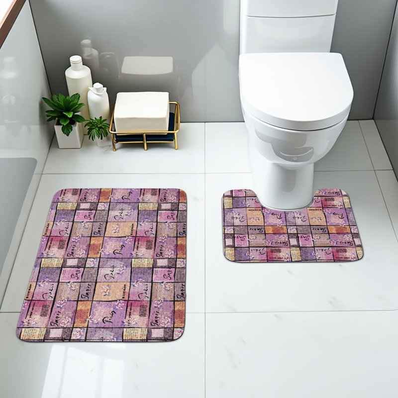  Ensemble de tapis de salle de bain rose 2 pièces