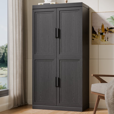 62" Tall Modern 4-Door Freestanding Storage Cabinet with Adjustable Shelves