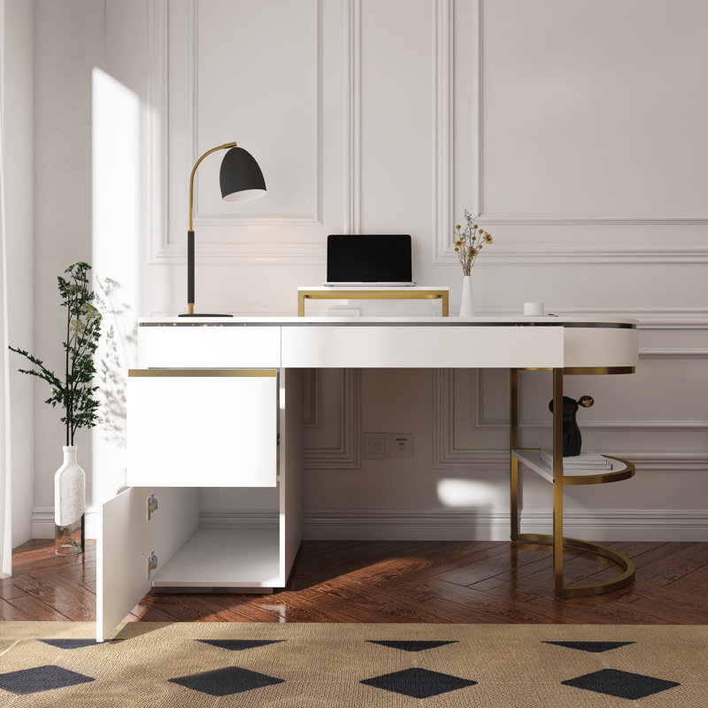 Bureau d'ordinateur moderne incurvé de 60 po avec support pour écran Kelment
