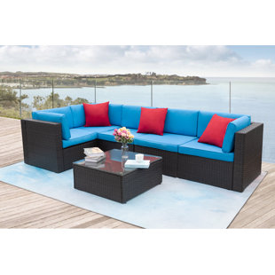 Mykya 5 - Person Modular Patio Conversation Sets with Cushions