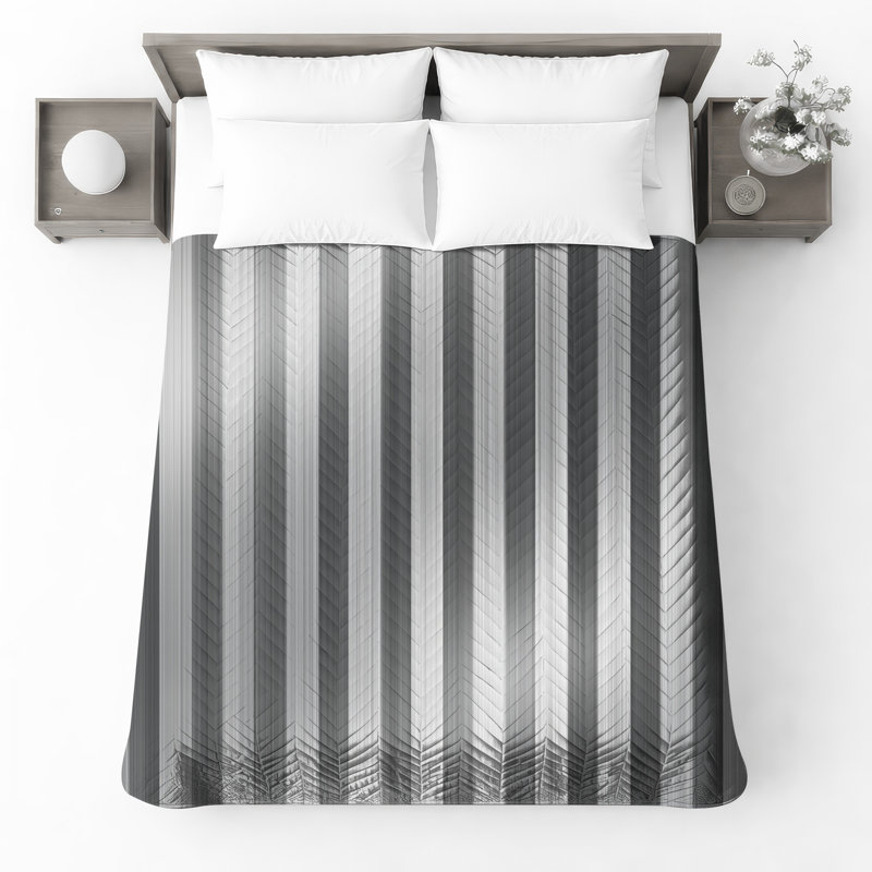Black Vertical Stripes Quilted Bedspread All Sizes, King
