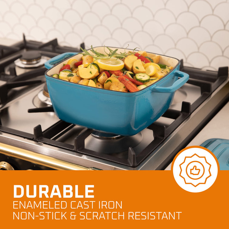 Bruntmor Enameled Nonstick Cast Iron Casserole Braiser Pan - 38-Quart  Kitchen