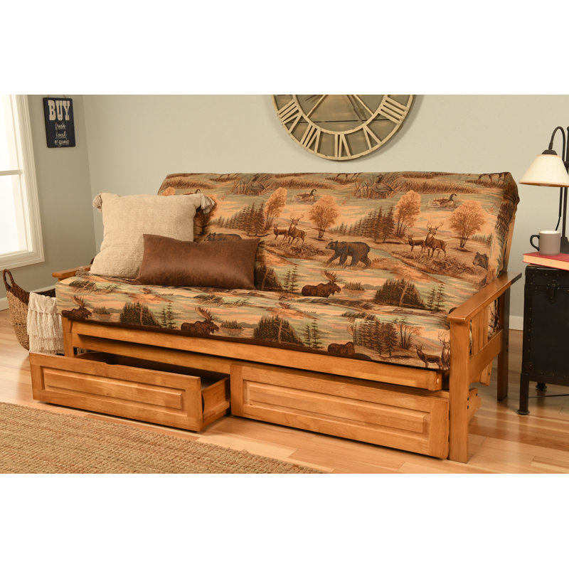 Le cadre de futon double Stratford comprend des tiroirs de rangement et un matelas, Premium Pocket Coil, Canadien