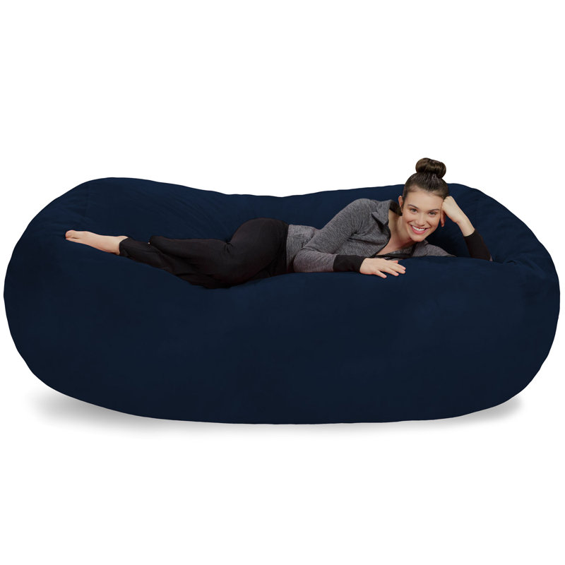 Jumbo Large Bean Bag Sofa, Microfiber/Microsuede Navy