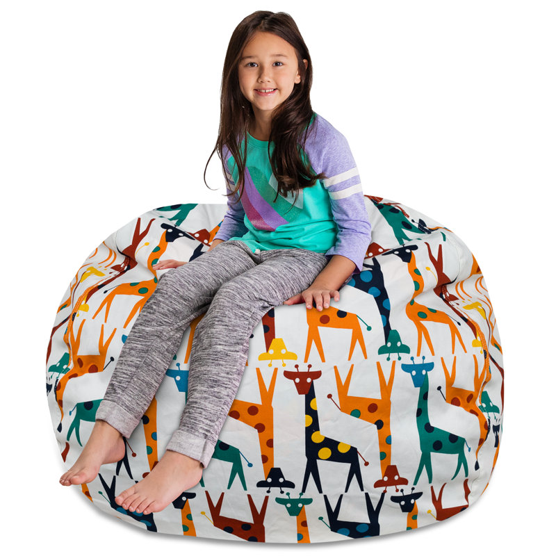 Housse pour fauteuil à billes Kids, Très grand - 48 po, Toile - girafes sur fond blanc