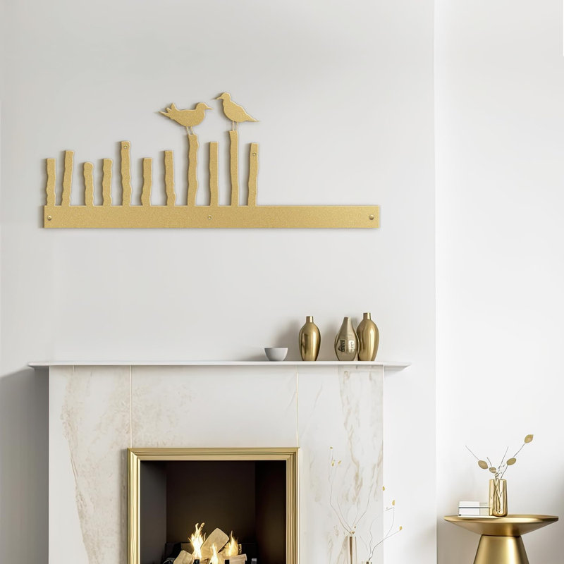 Wall Decor Metal, 12" H x 36" W x 0.05" D, Gold