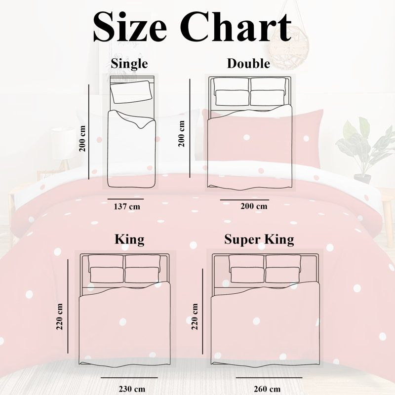 Aspire Homeware Modern Reversible Polka Dots Duvet Cover Set with Pillowcases for Bright and Playful Bedding