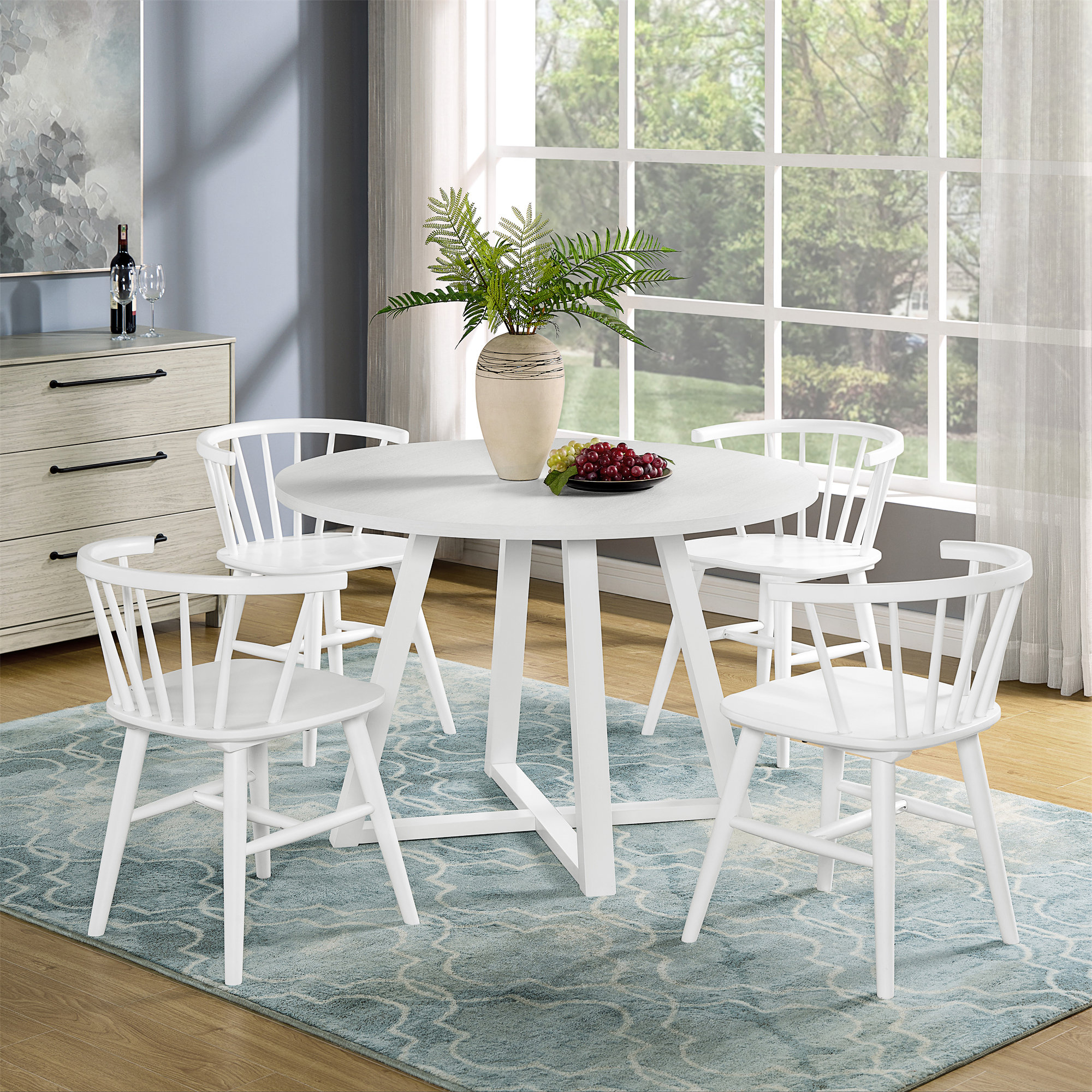 Latitude Run® Edo White Wood 5-Piece Dining Set,dining set,kitchen ...
