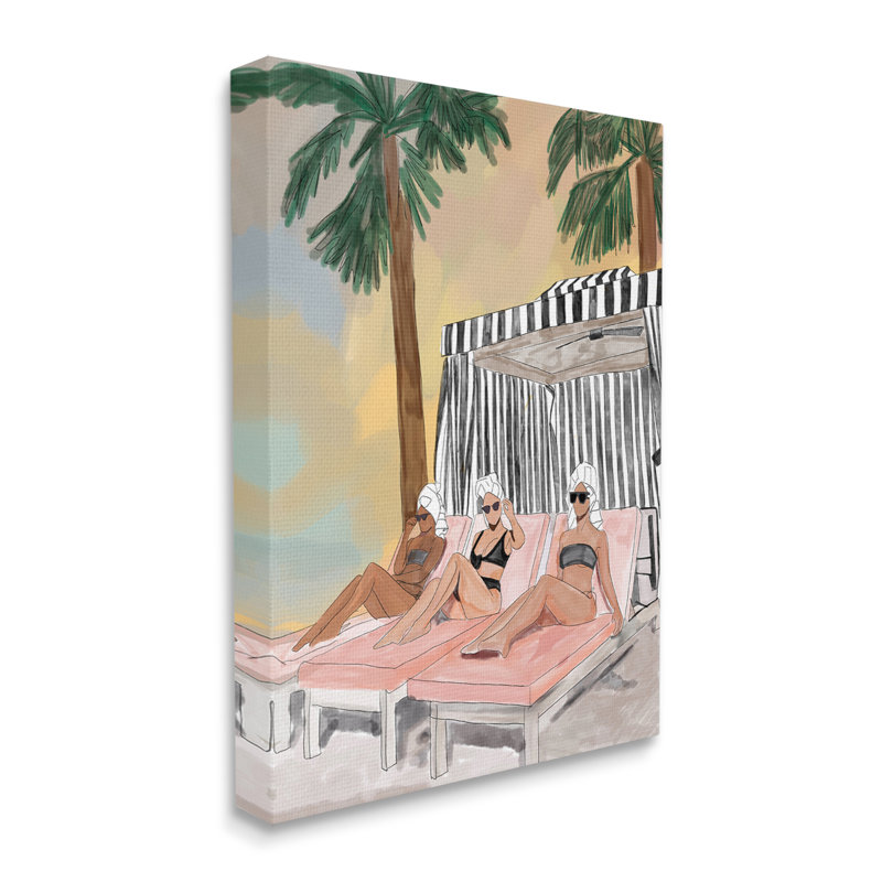 Impression sur toile, Au-432-Toile, filles sur une plage d'été par Amelia Noyes, H 40 po x l 30 po x P 1,5 po